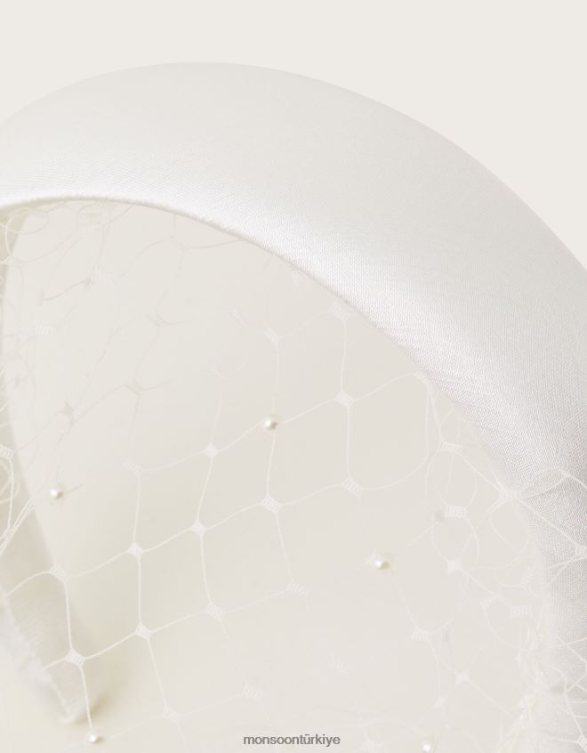 Monsoon kadınlar inci net peçe gelin bandı JH86BT1347 aksesuar moda