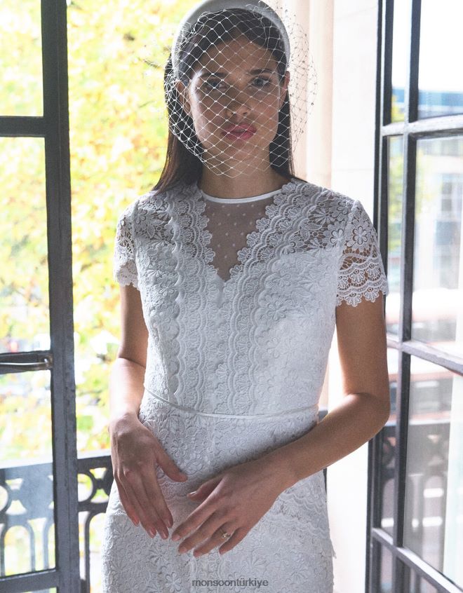 Monsoon kadınlar inci net peçe gelin bandı JH86BT1347 aksesuar moda
