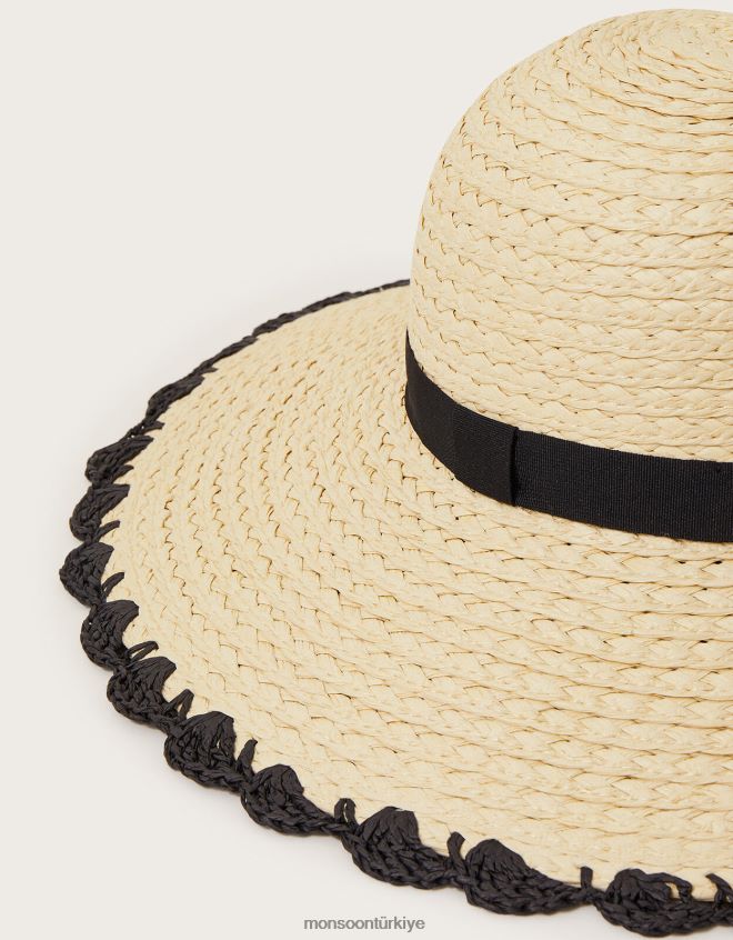 Monsoon kadınlar tarak detaylı hasır şapka JH86BT1248 aksesuar şık