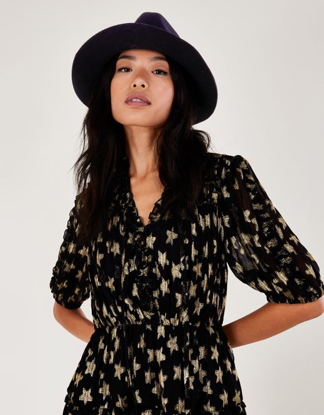 Monsoon kadınlar zincir süslemeli fötr şapka JH86BT1386 aksesuar sıcak