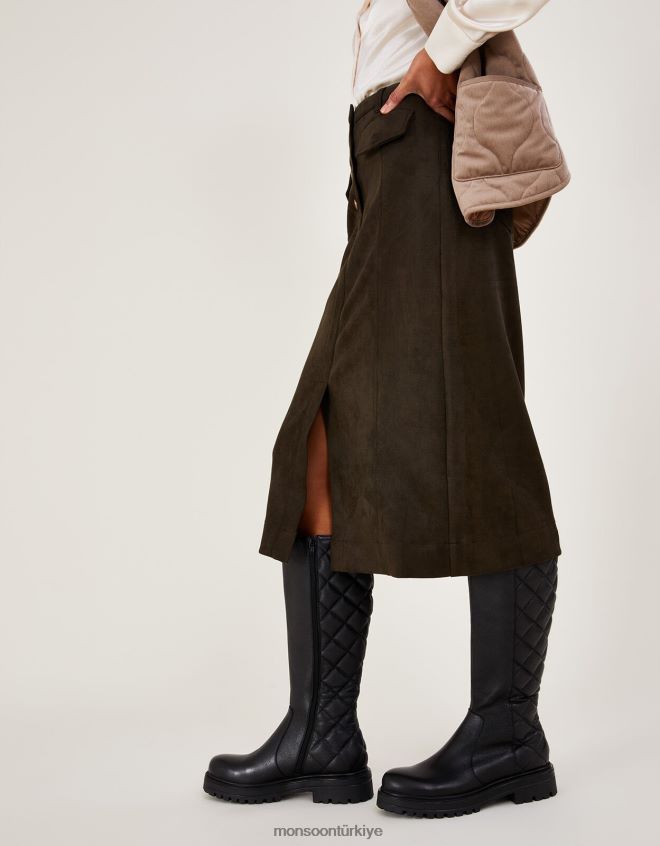 Monsoon kadınlar kapitone deri stomp çizmeler JH86BT1528 ayakkabı siyah