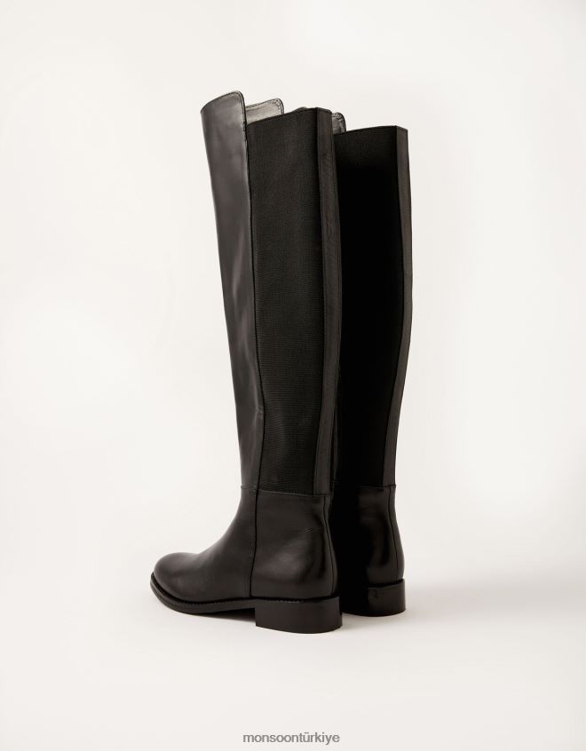Monsoon kadınlar olivia deri binici çizmesi JH86BT1501 ayakkabı siyah