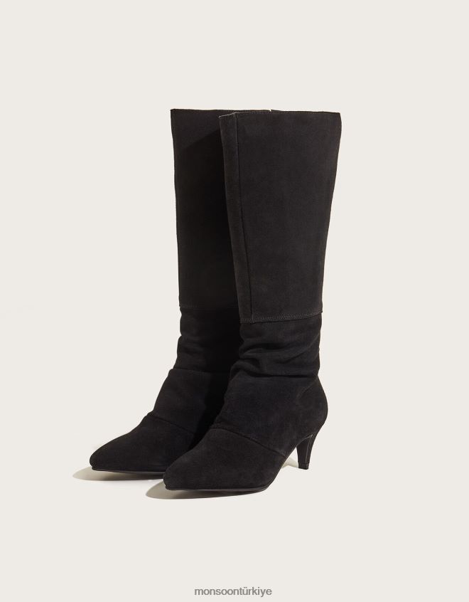 Monsoon kadınlar uzun sarkık süet çizmeler JH86BT1531 ayakkabı siyah