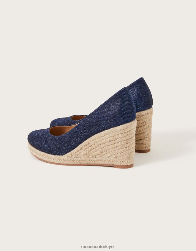 Monsoon kadınlar kanvas espadril dolgu topuklu mavi JH86BT1499 ayakkabı Mavi Donanma)