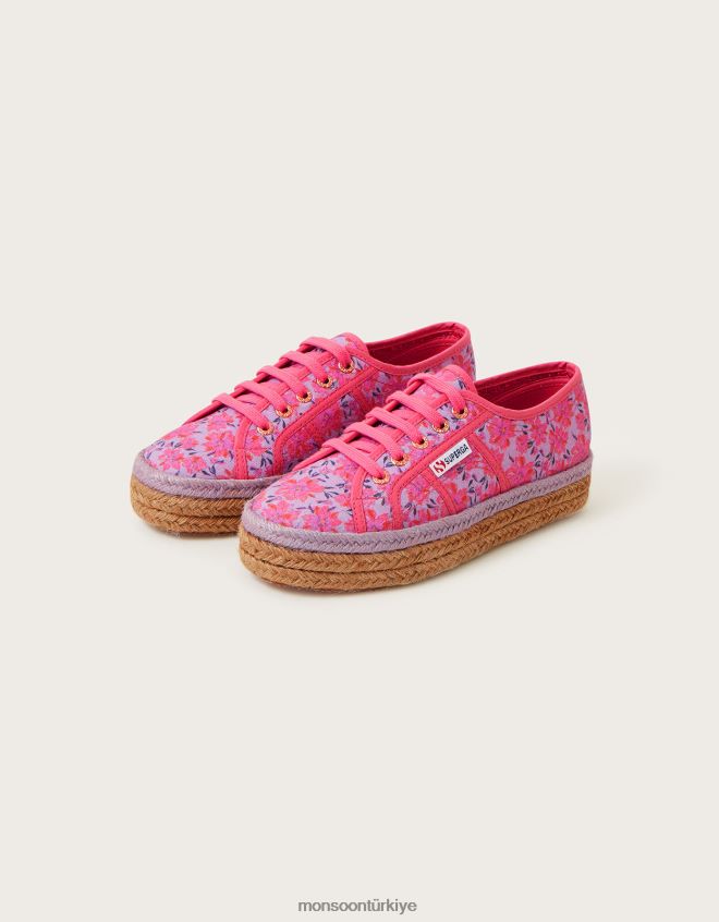 Monsoon kadınlar superga çiçek desenli espadril spor ayakkabı JH86BT1473 ayakkabı pembe
