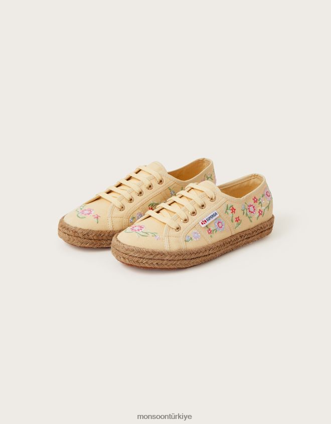 Monsoon kadınlar superga işlemeli espadril spor ayakkabı JH86BT1474 ayakkabı sarı