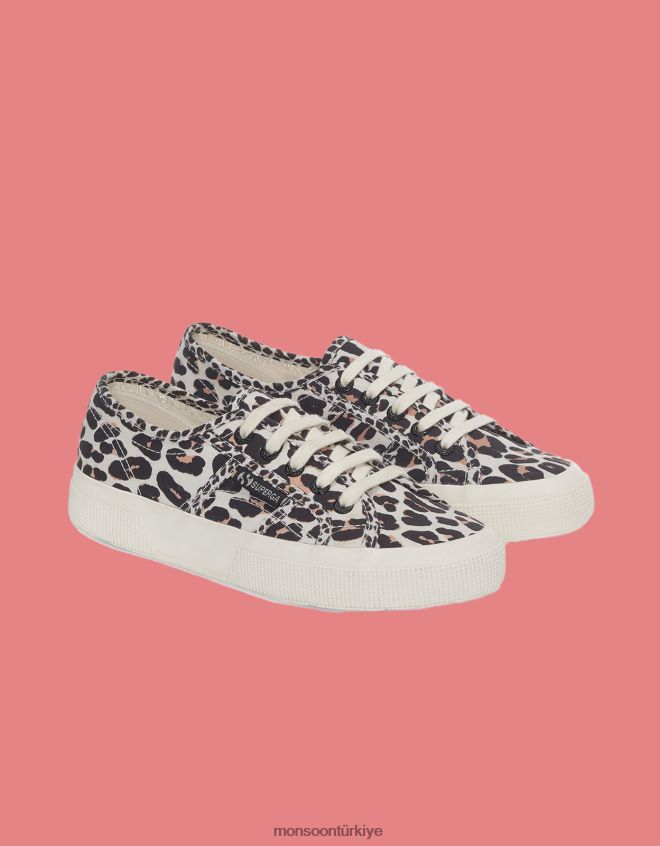 Monsoon kadınlar superga leopar desenli bağcıklı spor ayakkabı JH86BT1519 ayakkabı çok