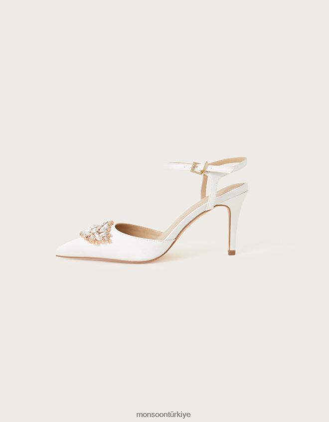 Monsoon kadınlar iki parçalı elmas süslemeli gelin ayakkabıları fildişi JH86BT1479 ayakkabı fildişi