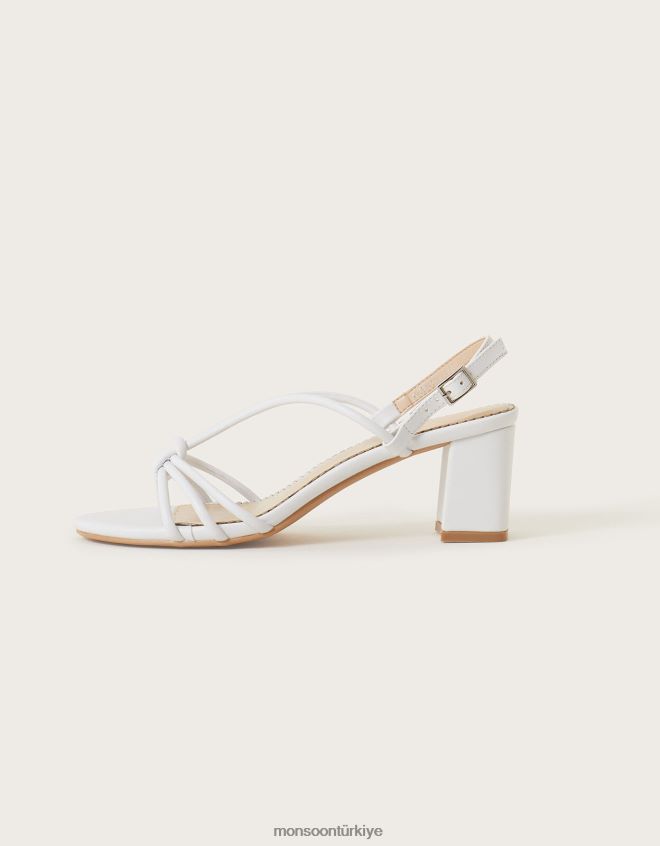 Monsoon kadınlar bantlı blok topuklu sandaletler JH86BT1487 ayakkabı fildişi