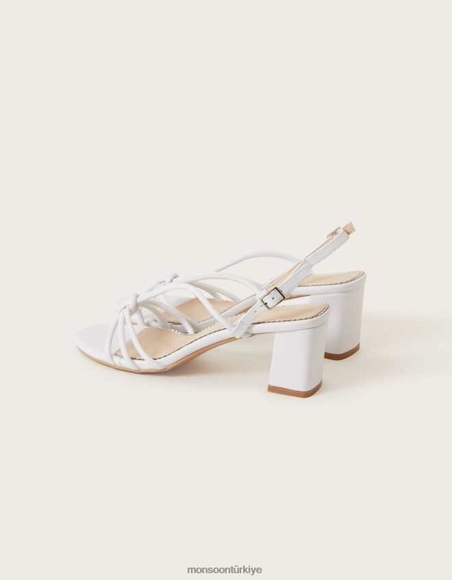 Monsoon kadınlar bantlı blok topuklu sandaletler JH86BT1487 ayakkabı fildişi