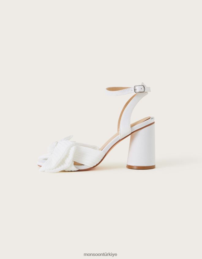 Monsoon kadınlar blok topuk fiyonklu topuklu sandaletler JH86BT1526 ayakkabı fildişi
