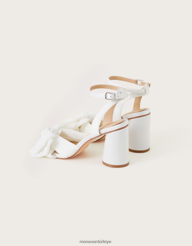 Monsoon kadınlar blok topuk fiyonklu topuklu sandaletler JH86BT1526 ayakkabı fildişi