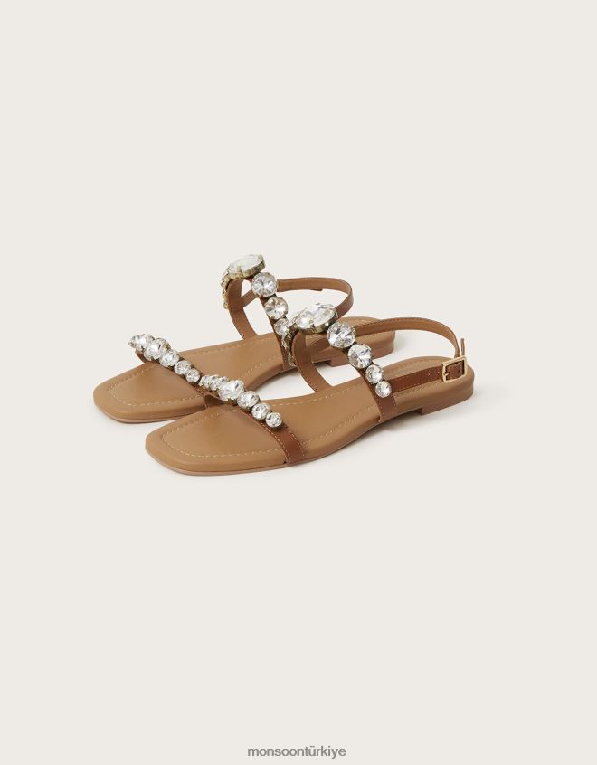 Monsoon kadınlar elmas düz sandalet JH86BT1497 ayakkabı bronzluk