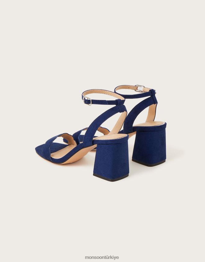 Monsoon kadınlar fistolu blok topuklu sandalet JH86BT1552 ayakkabı Mavi Donanma)