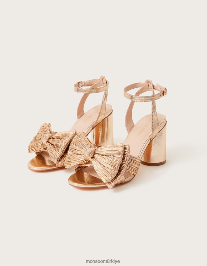 Monsoon kadınlar fiyonk topuklu sandalet gül JH86BT1459 ayakkabı altın (gül altın)