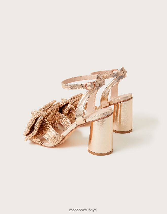 Monsoon kadınlar fiyonk topuklu sandalet gül JH86BT1459 ayakkabı altın (gül altın)