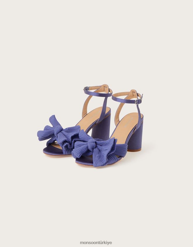 Monsoon kadınlar fiyonklu blok topuklu sandaletler JH86BT1529 ayakkabı mavi
