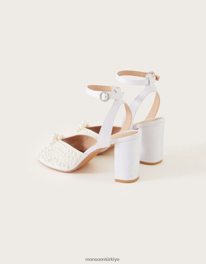 Monsoon kadınlar inci gelin bloğu topuklu sandaletler JH86BT1512 ayakkabı fildişi