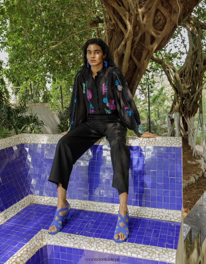 Monsoon kadınlar süet blok topuklu sandalet JH86BT1547 ayakkabı mavi (kobalt)