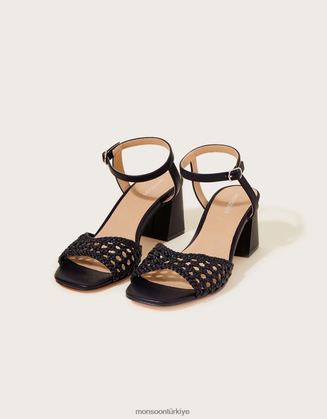 Monsoon kadınlar wendy dokuma blok topuklu sandalet JH86BT1522 ayakkabı siyah