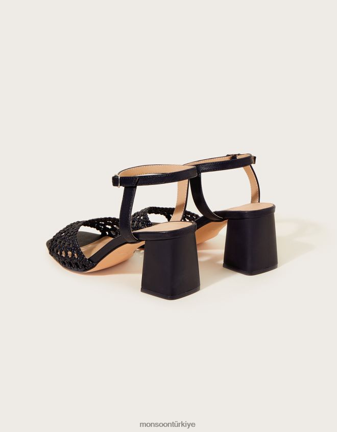 Monsoon kadınlar wendy dokuma blok topuklu sandalet JH86BT1522 ayakkabı siyah