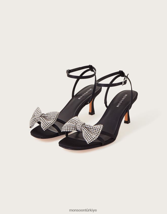 Monsoon kadınlar diamante fiyonklu yavru kedi topukluları JH86BT1460 ayakkabı siyah