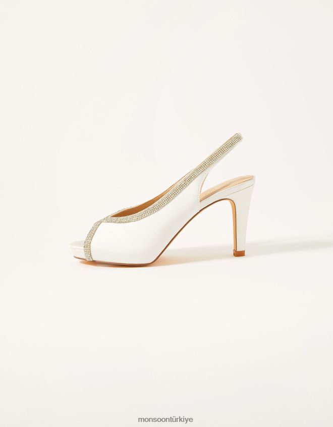 Monsoon kadınlar heatseal diamante platformlu gelin topuklu ayakkabı JH86BT1533 ayakkabı fildişi
