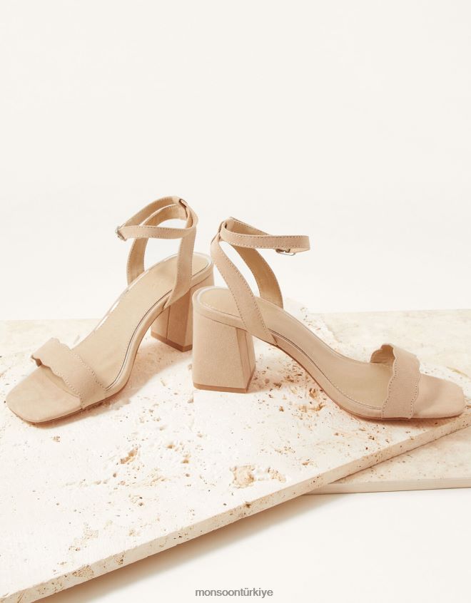 Monsoon kadınlar kumlu taraklı fırsat blok topuklu ayakkabılar JH86BT1558 ayakkabı çıplak