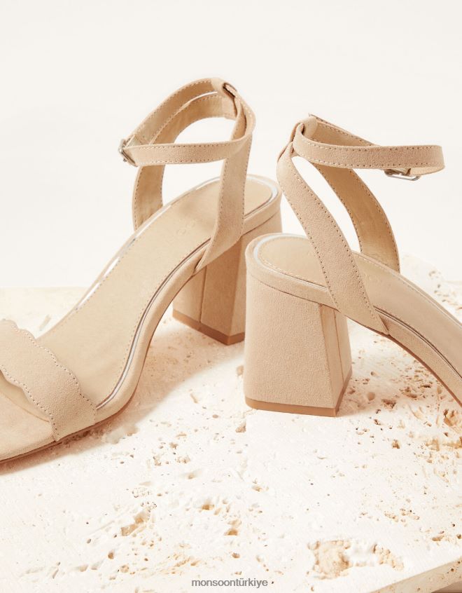 Monsoon kadınlar kumlu taraklı fırsat blok topuklu ayakkabılar JH86BT1558 ayakkabı çıplak