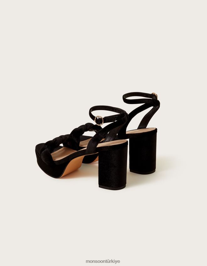 Monsoon kadınlar örgü kadife platform topuklu ayakkabılar JH86BT1464 ayakkabı siyah