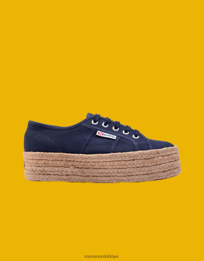 Monsoon kadınlar superga 2790 cotrope espadril düz formlu mavi JH86BT1554 ayakkabı Mavi Donanma)