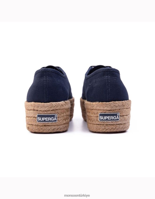 Monsoon kadınlar superga 2790 cotrope espadril düz formlu mavi JH86BT1554 ayakkabı Mavi Donanma)