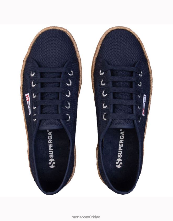 Monsoon kadınlar superga 2790 cotrope espadril düz formlu mavi JH86BT1554 ayakkabı Mavi Donanma)
