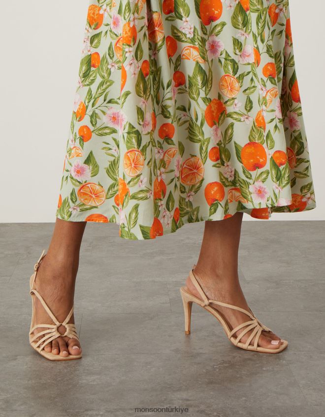 Monsoon kadınlar zar zor halka detaylı topuklu ayakkabı JH86BT1546 ayakkabı çıplak