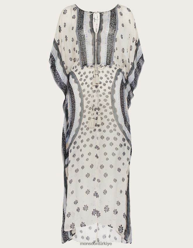 Monsoon kadınlar Lenzing Ecovero\'da daire desenli maxi kaftan JH86BT862 Giyim fildişi