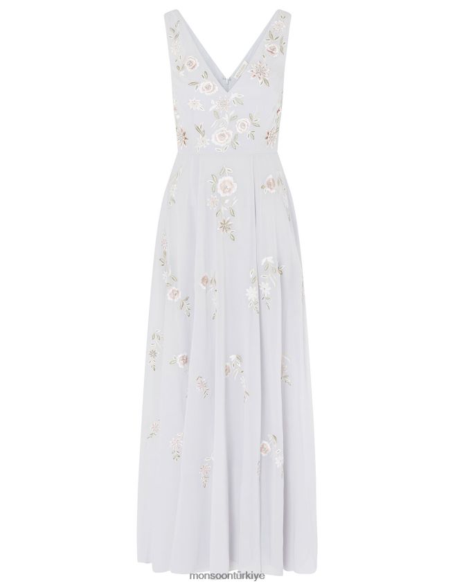 Monsoon kadınlar addison çiçek işlemeli maxi elbise JH86BT1146 Giyim mavi