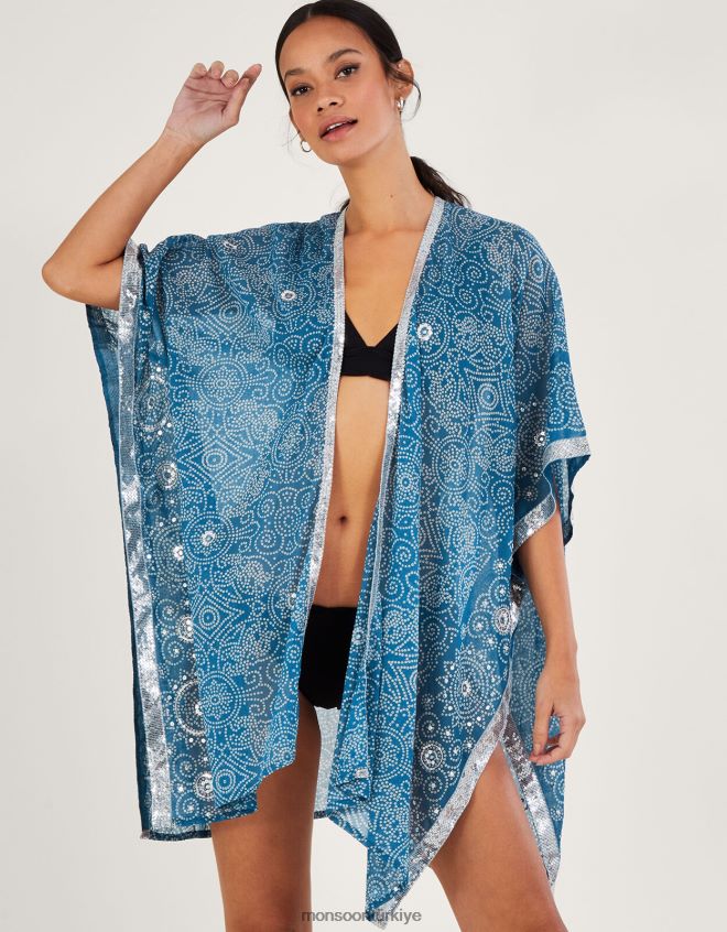 Monsoon kadınlar bandhani baskı örtbas JH86BT159 Giyim mavi