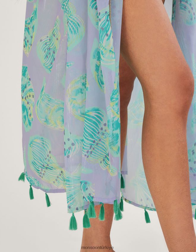 Monsoon kadınlar deniz kabuğu desenli uzun kaftan JH86BT328 Giyim sıcak