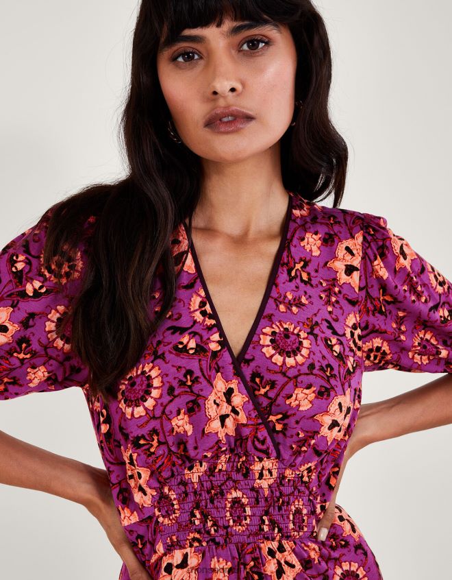 Monsoon kadınlar fifi çiçekli midi elbise JH86BT285 Giyim pembe