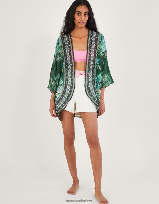 Monsoon kadınlar geri dönüştürülmüş polyesterden avuç içi baskılı kaplama JH86BT820 Giyim moda