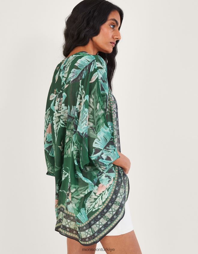 Monsoon kadınlar geri dönüştürülmüş polyesterden avuç içi baskılı kaplama JH86BT820 Giyim moda