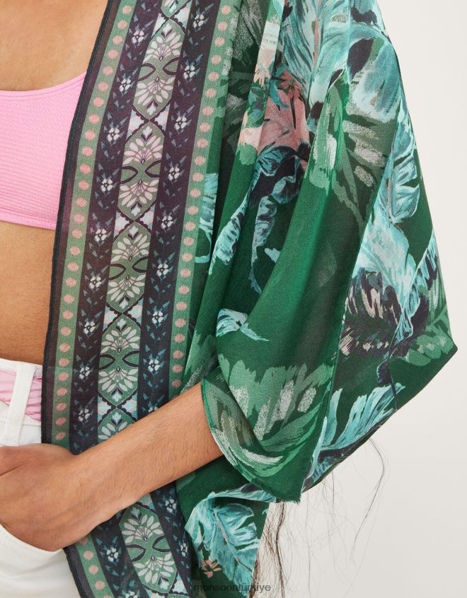 Monsoon kadınlar geri dönüştürülmüş polyesterden avuç içi baskılı kaplama JH86BT820 Giyim moda