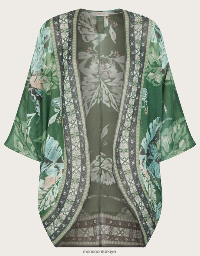 Monsoon kadınlar geri dönüştürülmüş polyesterden avuç içi baskılı kaplama JH86BT820 Giyim moda