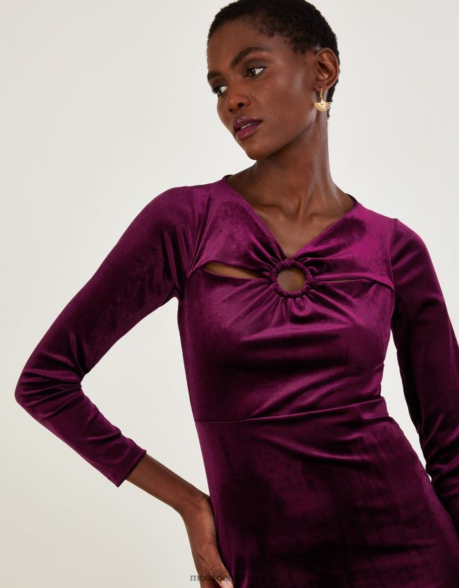 Monsoon kadınlar geri dönüştürülmüş polyesterden yapılmış cece kadife elbise JH86BT899 Giyim kırmızı