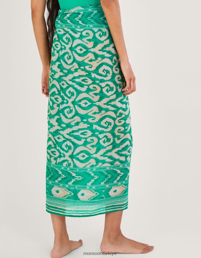Monsoon kadınlar ikat baskı Malaya peştemâli JH86BT1183 Giyim yeşil