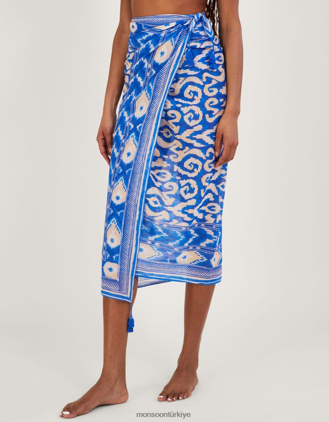 Monsoon kadınlar ikat baskı Malaya peştemâli JH86BT1184 Giyim mavi