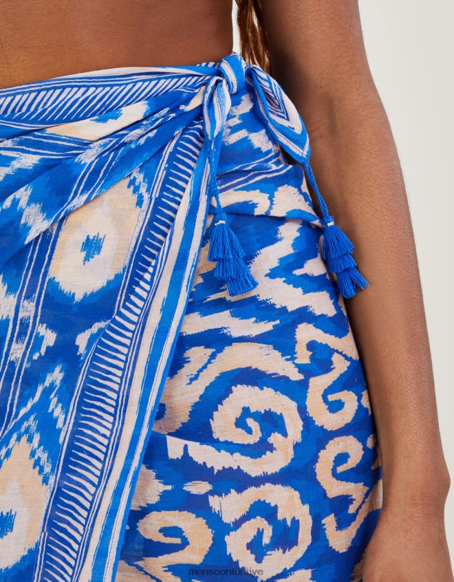 Monsoon kadınlar ikat baskı Malaya peştemâli JH86BT1184 Giyim mavi