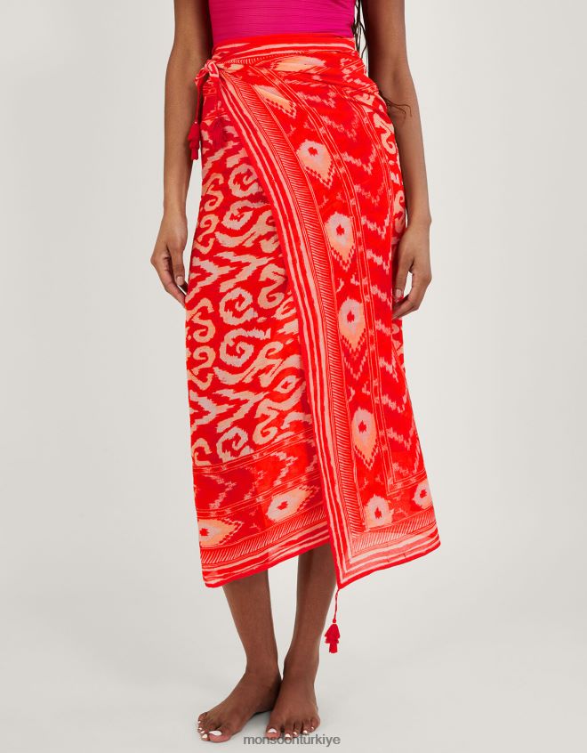 Monsoon kadınlar ikat baskı Malaya peştemâli JH86BT1185 Giyim turuncu