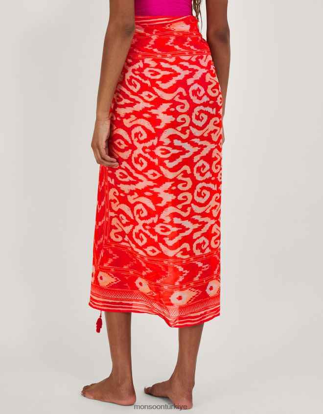 Monsoon kadınlar ikat baskı Malaya peştemâli JH86BT1185 Giyim turuncu