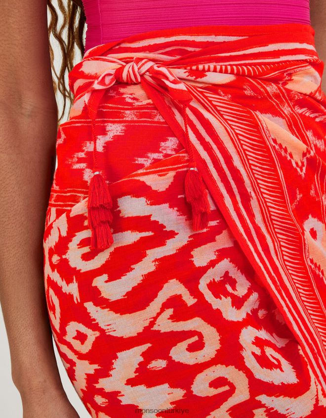 Monsoon kadınlar ikat baskı Malaya peştemâli JH86BT1185 Giyim turuncu